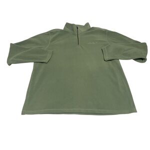 Eddie Bauer Jacket Men’s Large Green Casual Fleece Quarter‎ Zip Embroidered Logo